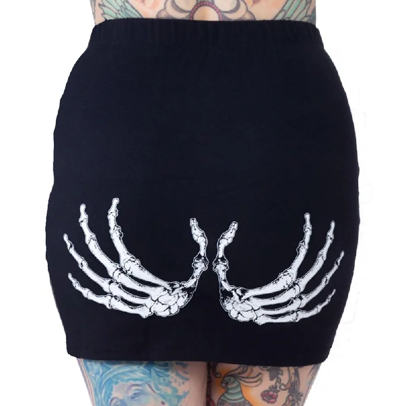 Black/White Skeleton Glow Hand Mini Skirt lace skirt elegant