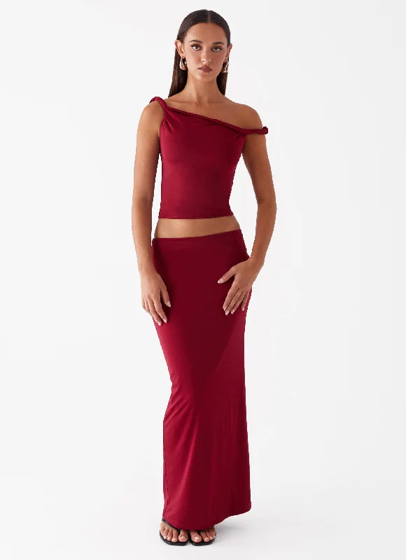 Solace Soul Maxi Skirt - Maroon lightweight skirt design