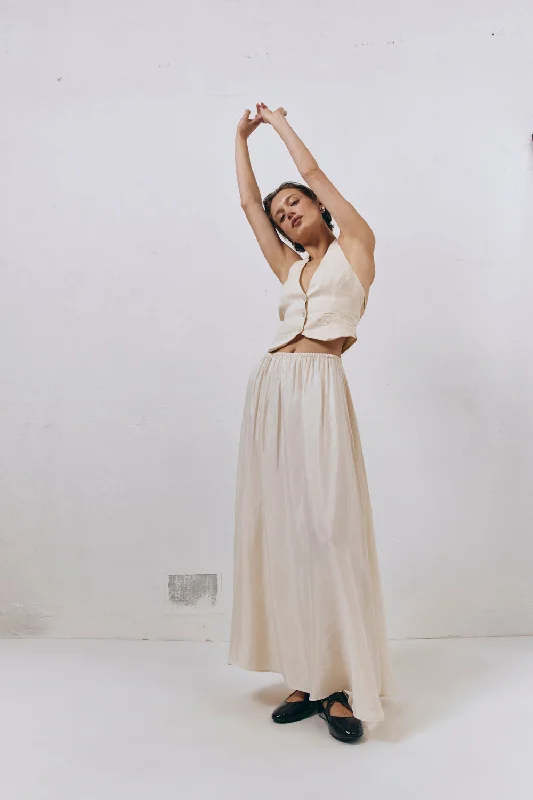 Solara Cupro Maxi Skirt Natural velvet skirt luxurious