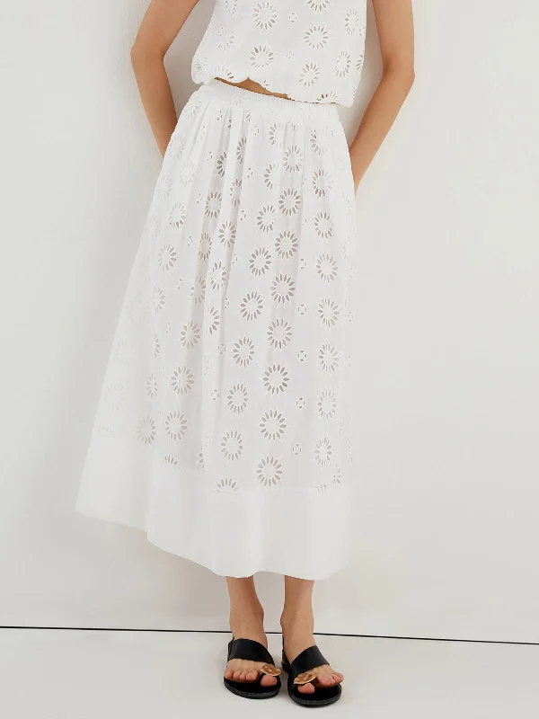 BerryBetty - Sunflowers Eyelet Skirt chiffon skirt flowing
