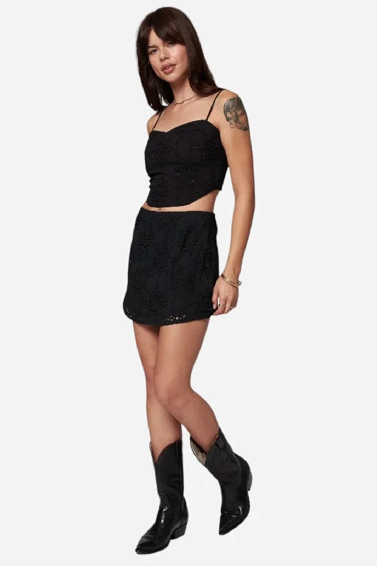 Stillwater The Eyelit Slip Mini Skirt in Black seamless skirt comfort