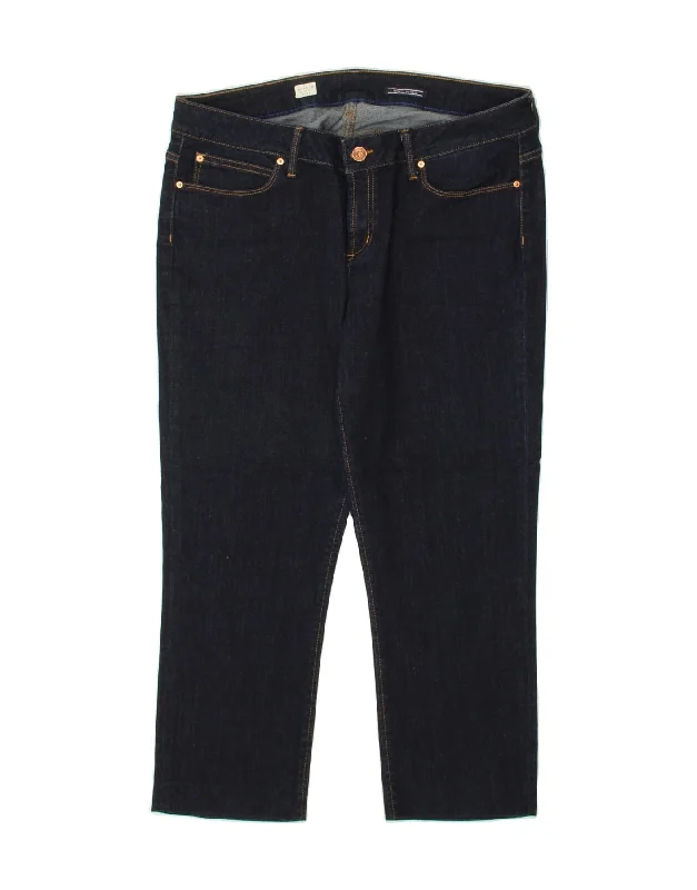 TOMMY HILFIGER Womens Slim Fit Cropped Jeans W34 L24 Navy Blue Cotton Comfortable Low-Rise Jeans TOMMY HILFIGER Womens Slim Fit Cropped Jeans W34 L24 Navy Blue Cotton Comfortable Low-Rise Jeans