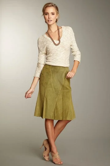 Tulip Suede Skirt - Olive velvet skirt sumptuous