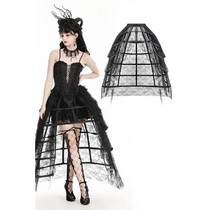 Women's Gothic Spider Web Lace Skirt with Petticoat tiered skirt playful