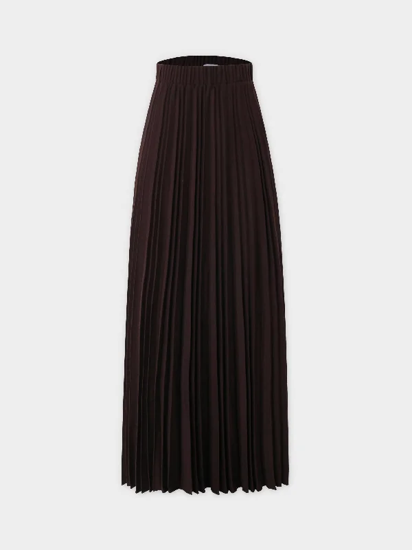 Wool Blend  Pleated Skirt-Dark Brown slim fit skirt
