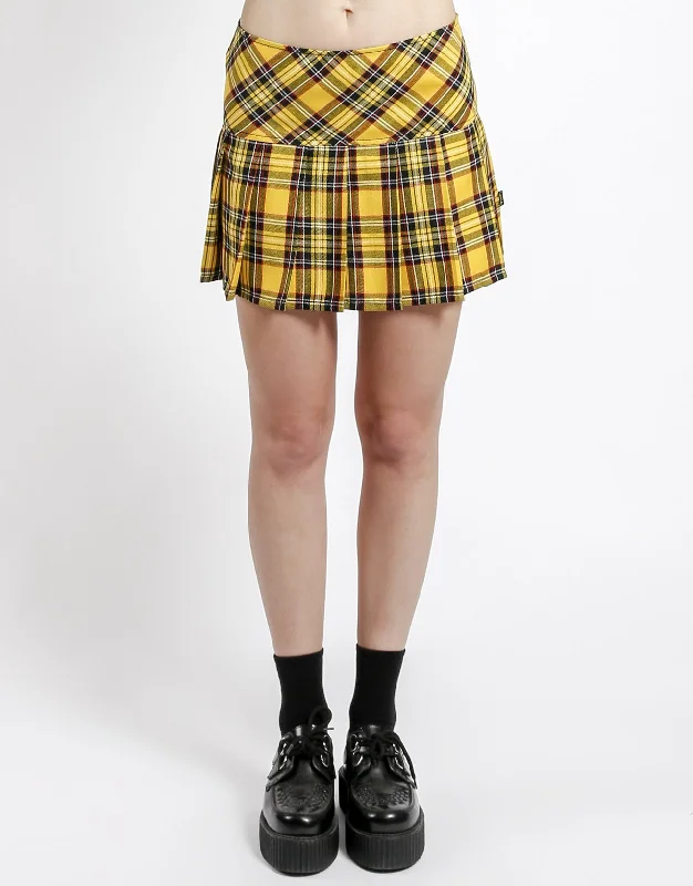 Yellow Plaid Pleated Skirt cashmere skirt soft