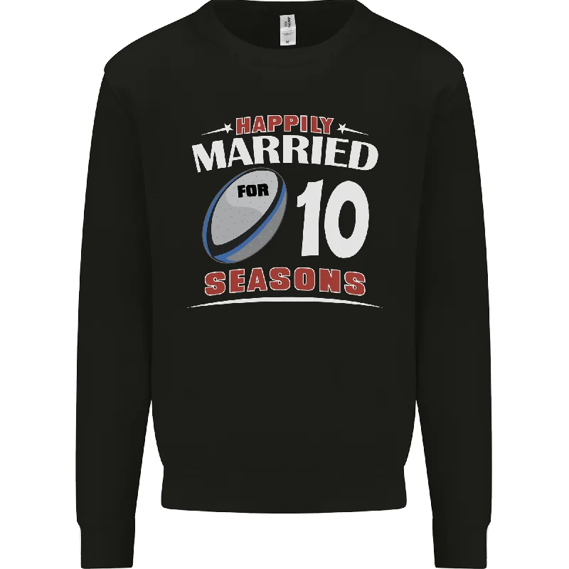 10 Year Wedding Anniversary 10th Rugby Mens Sweatshirt Jumper Hoodie with Mock Neck Collared Structured 10 Year Wedding Anniversary 10th Rugby Mens Sweatshirt Jumper Hoodie with Mock Neck Collared Structured