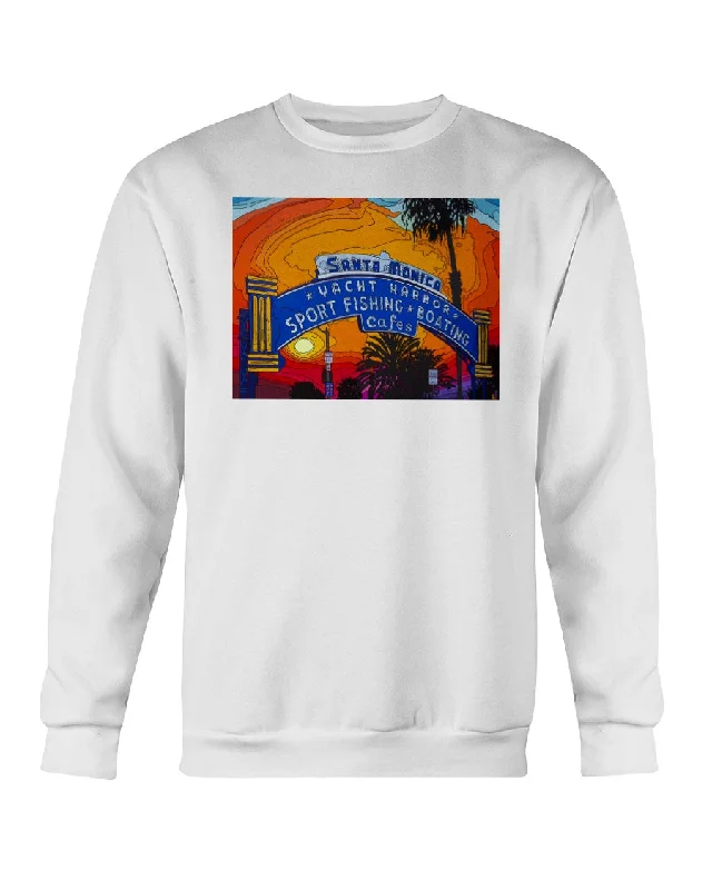 Santa Monica Pier Sign - Crewneck Sweatshirt Hoodie with Lining Warm Insulated