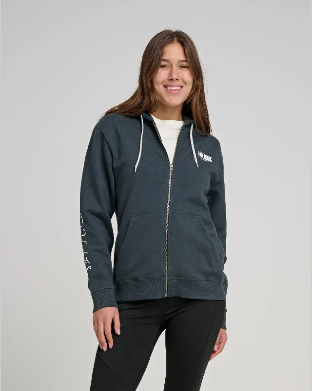 Alpha Zip Hoody - Coal Hoodie with Hem Patch Decorative Personalized