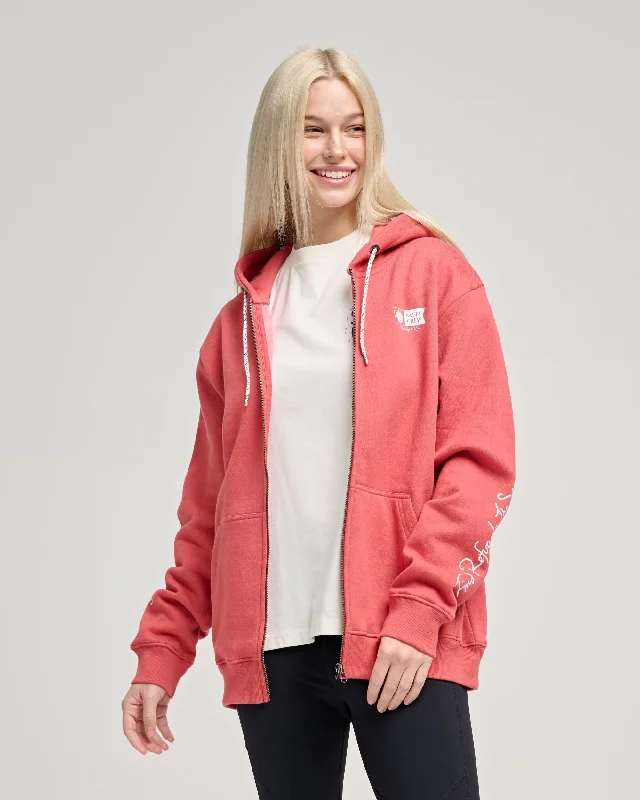 Alpha Zip Hoody - Rosewood Hoodie with Set-In Sleeves Structured Classic