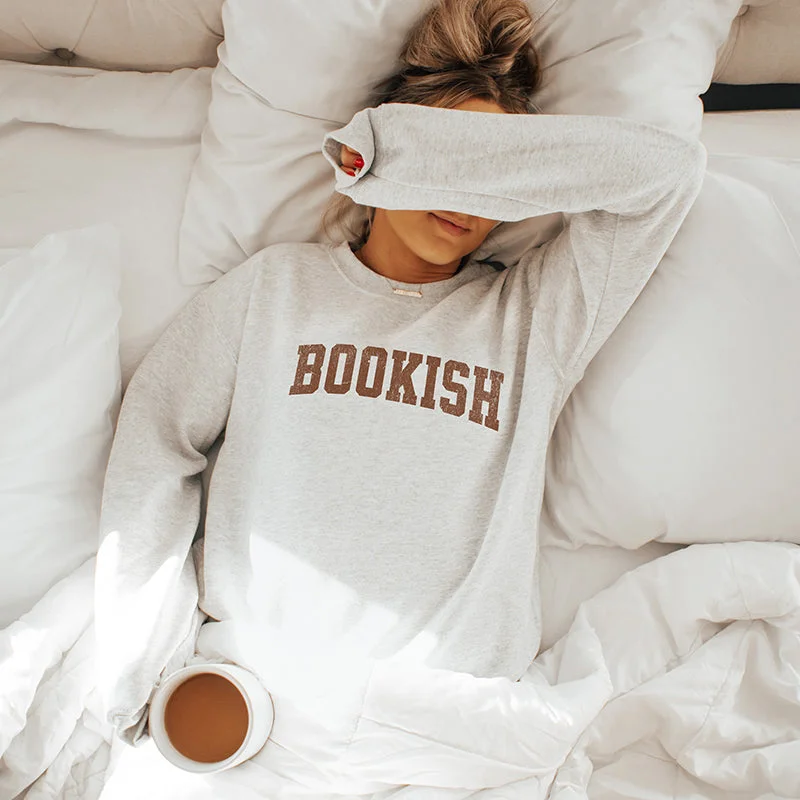 Bookish Crewneck Sweatshirt Hoodie with Metallic Shiny Futuristic