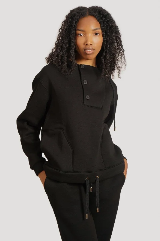 Classic Cotton Button-Up Hoodie Set Hoodie with Print Artistic Unique