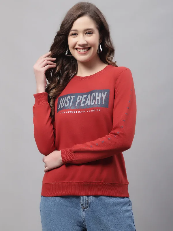 Women Rust Sweatshirt Hoodie with Back Slit Movement Comfort