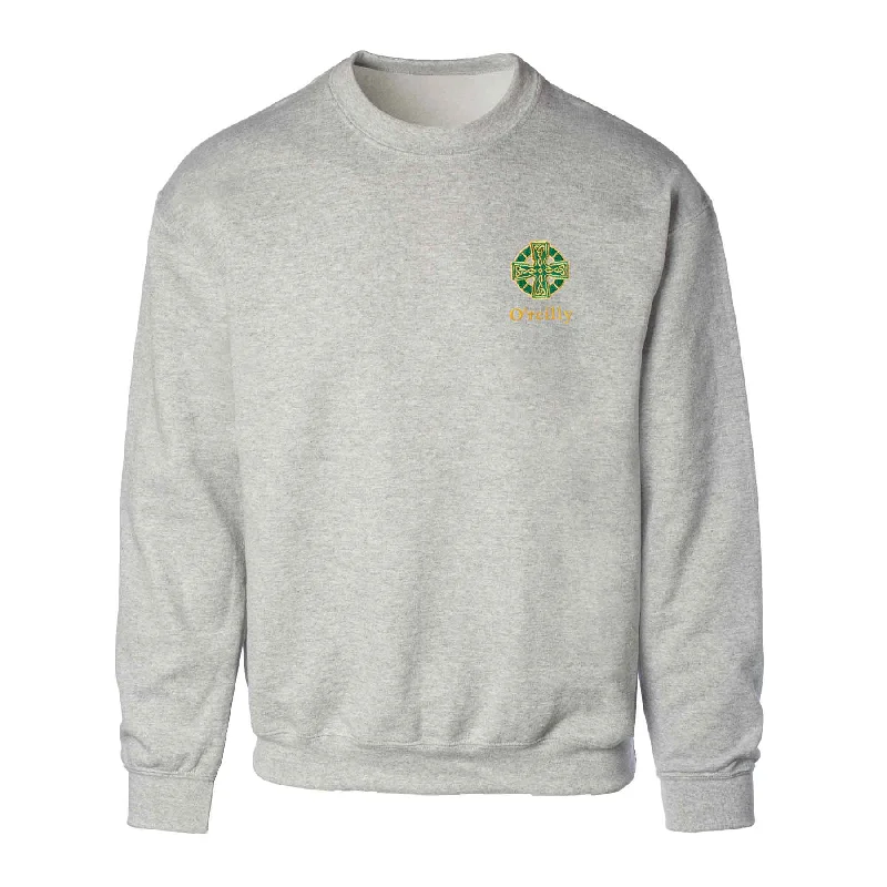 Celtic Cross Embroidered Personalized Sweatshirt- Gray Hoodie with Emblem Brand Identity Celtic Cross Embroidered Personalized Sweatshirt- Gray Hoodie with Emblem Brand Identity