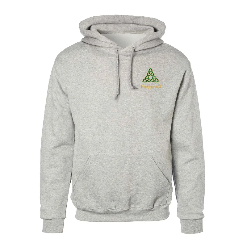 Celtic Triangle Knot Embroidered Personalized Hoodie- Gray Hoodie with Crew Neck Simple Timeless