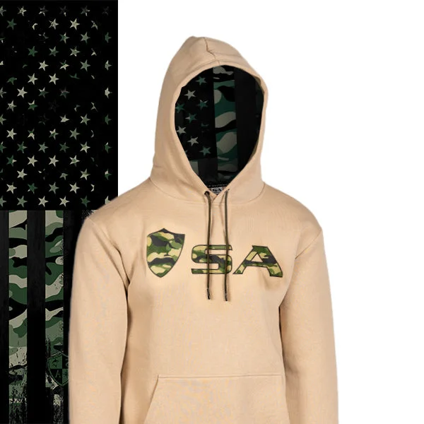 Classic Lined Hoodie | Patriot Military Camo Hoodie with Turtle Neck Cozy Winter