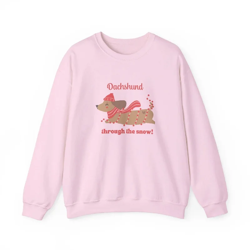 Dachshund Through the Snow Sweatshirt Hoodie with Turtle Neck Cozy Winter