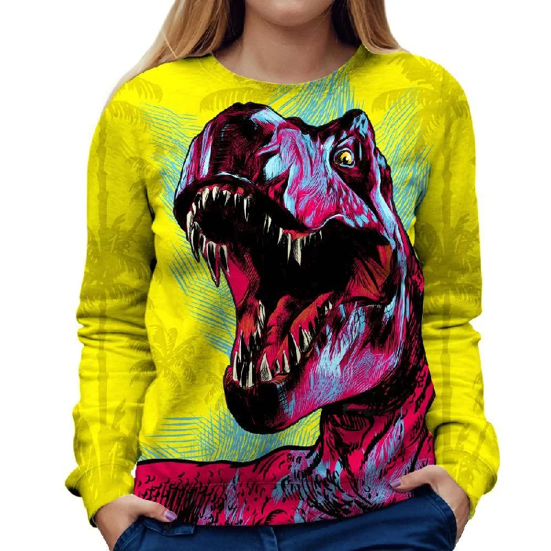 Dino Bite Womens Sweatshirt Cotton Hoodie Fleece Lining Warmth