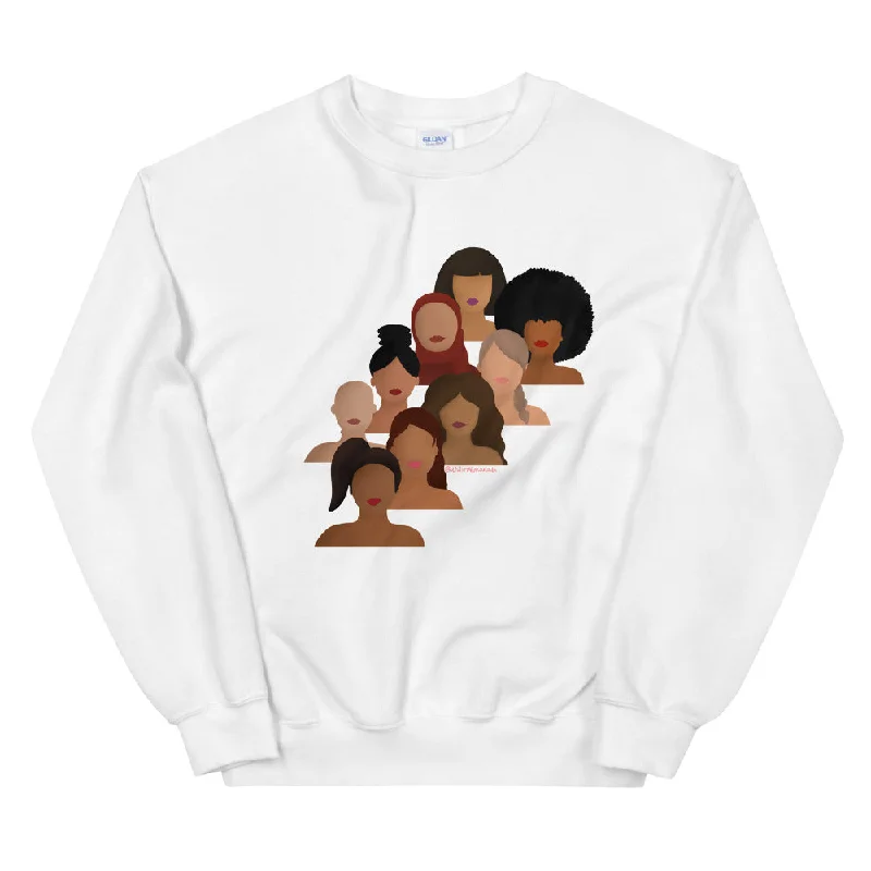Diverse Women Empowerment Sweatshirt Hoodie with Crew Neck Simple Timeless