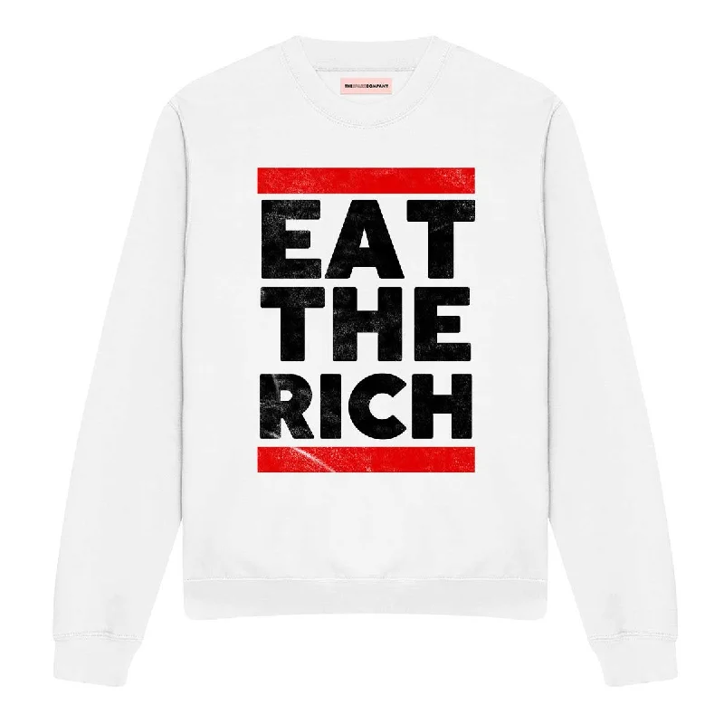 Eat The Rich Feminist Sweatshirt Hoodie with Snap Buttons Easy Quick
