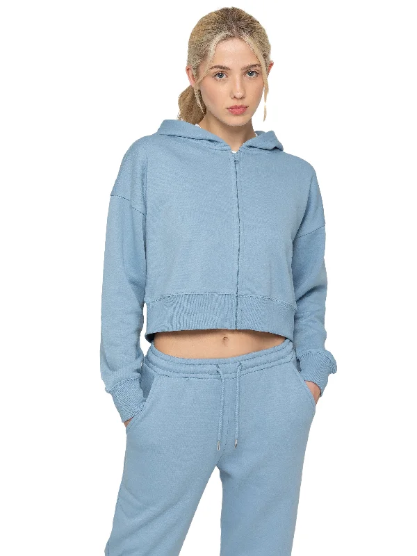 Enzo | Womens Cropped Zipped Hoodie Hoodie with Gradient Ombre Colorful