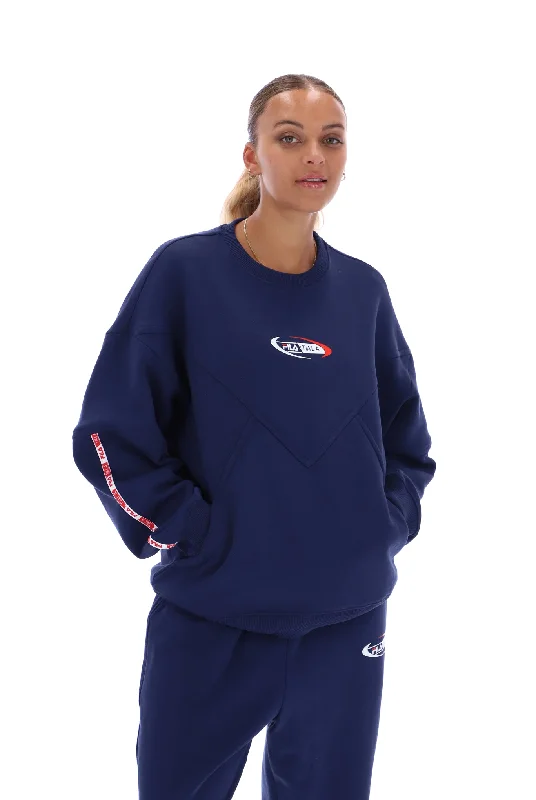 FILA x TALA Crew  Sweatshirt Hoodie with Hem Raw Edge Edgy Unfinished