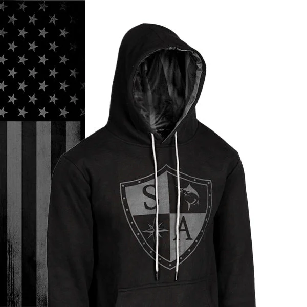 Classic Lined Hoodie | Blackout American Flag Hoodie with Lining Warm Insulated