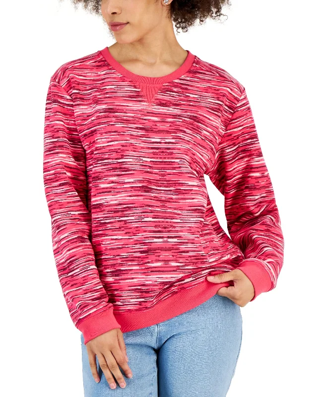 Karen Scott Womens Space Dyed Fleece Sweatshirt Hoodie with Hem Elastic Stretchable Comfortable Karen Scott Womens Space Dyed Fleece Sweatshirt Hoodie with Hem Elastic Stretchable Comfortable