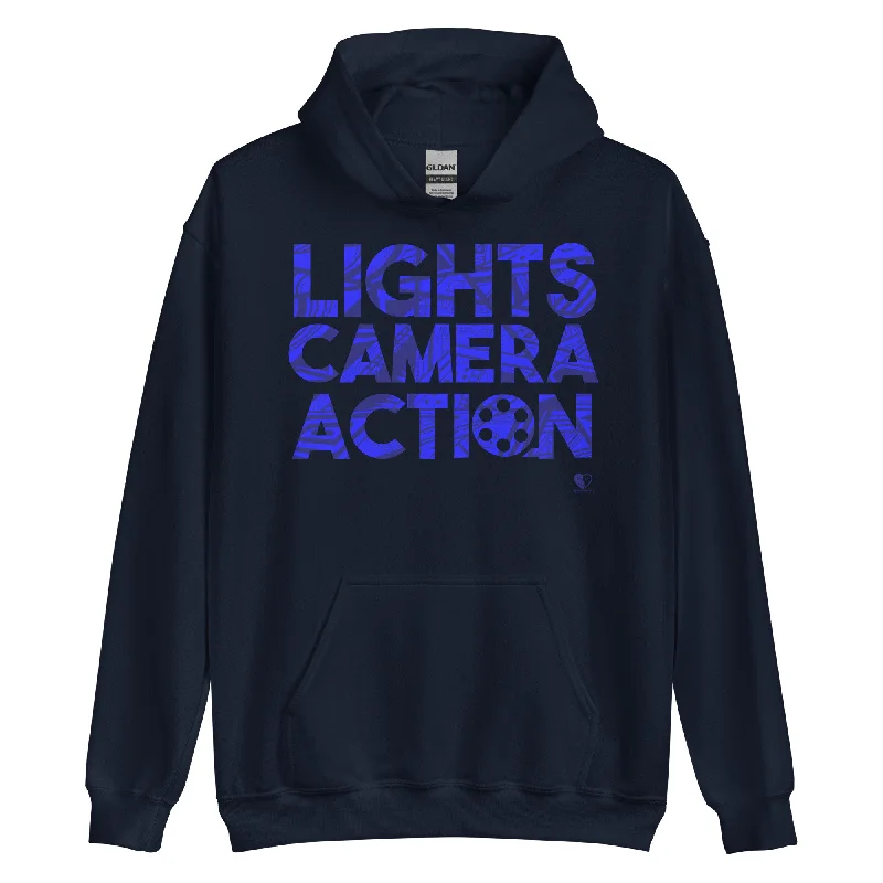 Lights Camera Action - Printed Staple Unisex Hoodie Hooded Sweatshirt Casual Wear Street Style