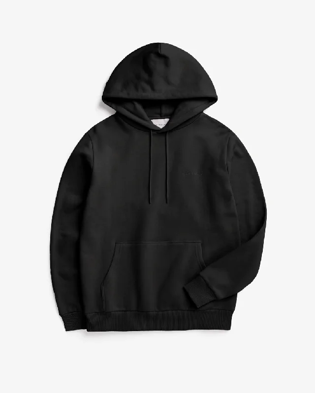 Logo Hoodie aus Bio-Baumwolle Schwarz Hoodie with Batwing Sleeves Loose Dramatic