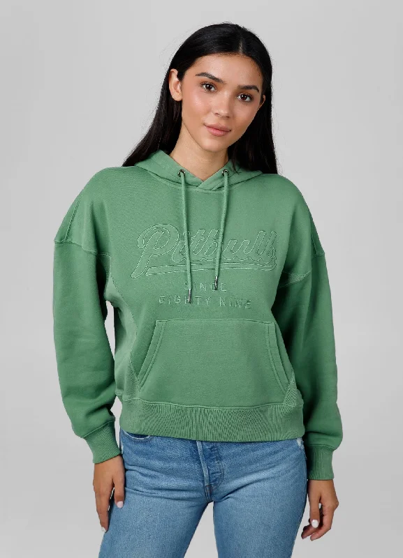 Women's hoodie Washed Manzanita II - Green Hoodie with Zipper Placket Modern Functional Women's hoodie Washed Manzanita II - Green Hoodie with Zipper Placket Modern Functional