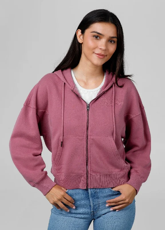 Women's zip-up hoodie Washed Manzanita II - Pink Hoodie with Exposed Zipper Edgy Industrial Women's zip-up hoodie Washed Manzanita II - Pink Hoodie with Exposed Zipper Edgy Industrial