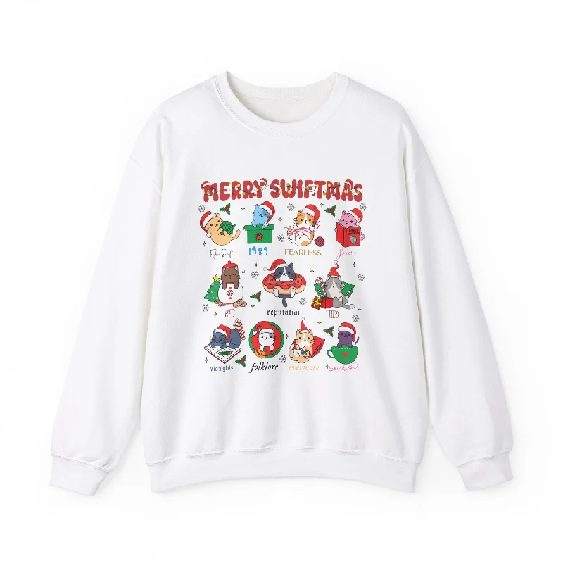 Merry Swiftmas Cats Era Holiday Sweatshirt Hoodie with Mesh Breathable Sporty