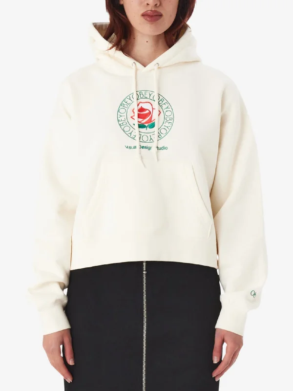 Obey Rose Crop Hoodie Hoodie with Mesh Breathable Sporty