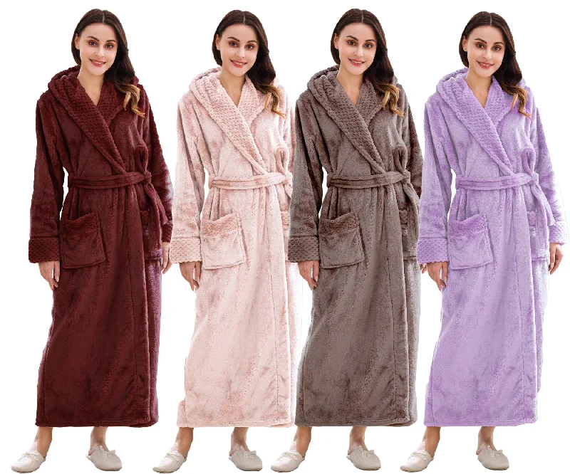 RH Robe Womens Long Hooded Bathrobe Plush Fleece Winter Sleepwear S-XL RHWN2233 Hoodie with Button Classic Timeless RH Robe Womens Long Hooded Bathrobe Plush Fleece Winter Sleepwear S-XL RHWN2233 Hoodie with Button Classic Timeless
