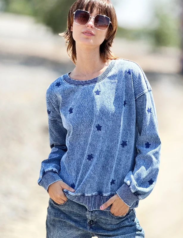 Rock Star Embroidered Sweatshirt Hoodie with Cropped Fit Short Trendy