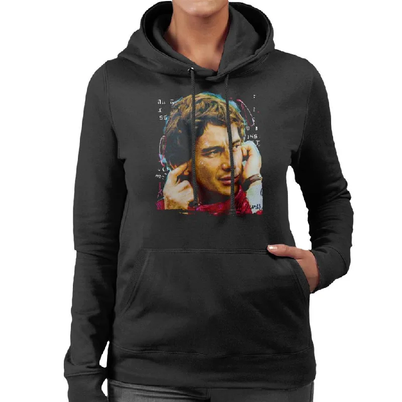 Sidney Maurer Original Portrait Of Ayrton Senna McLaren 1991 Women's Hooded Sweatshirt Hoodie with Button Classic Timeless Sidney Maurer Original Portrait Of Ayrton Senna McLaren 1991 Women's Hooded Sweatshirt Hoodie with Button Classic Timeless