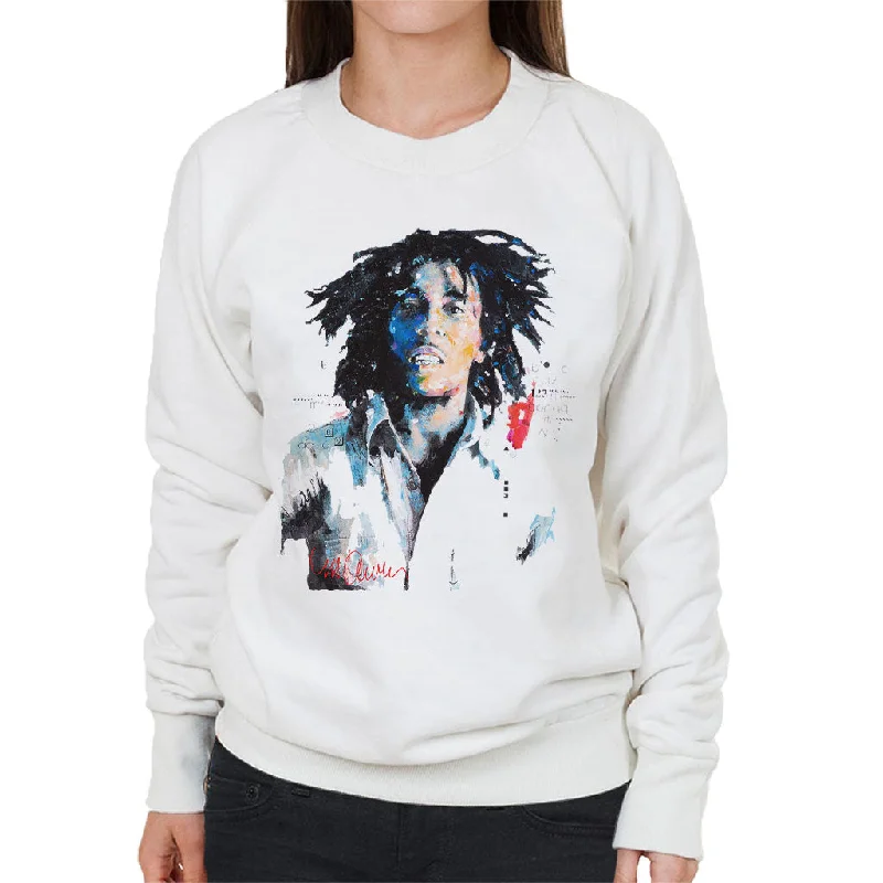 Sidney Maurer Original Portrait Of Bob Marley Women's Sweatshirt Hoodie with Elastic Cuffs Stretchable Comfortable Sidney Maurer Original Portrait Of Bob Marley Women's Sweatshirt Hoodie with Elastic Cuffs Stretchable Comfortable