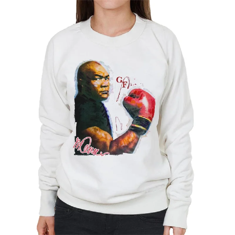Sidney Maurer Original Portrait Of Boxer George Foreman Women's Sweatshirt Hoodie with V-Neck Classic Versatile Sidney Maurer Original Portrait Of Boxer George Foreman Women's Sweatshirt Hoodie with V-Neck Classic Versatile