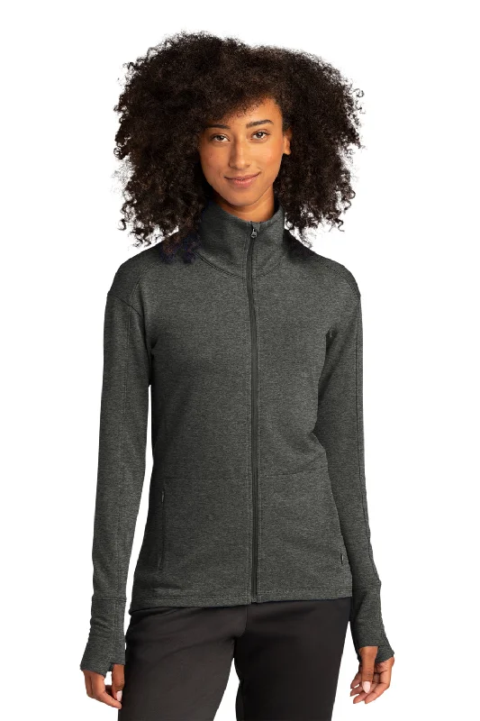 Sport-Tek Womens Flex Fleece Moisture Wicking Full Zip Sweatshirt w/ Pockets - Heather Dark Grey Hoodie with Exposed Zipper Edgy Industrial Sport-Tek Womens Flex Fleece Moisture Wicking Full Zip Sweatshirt w/ Pockets - Heather Dark Grey Hoodie with Exposed Zipper Edgy Industrial