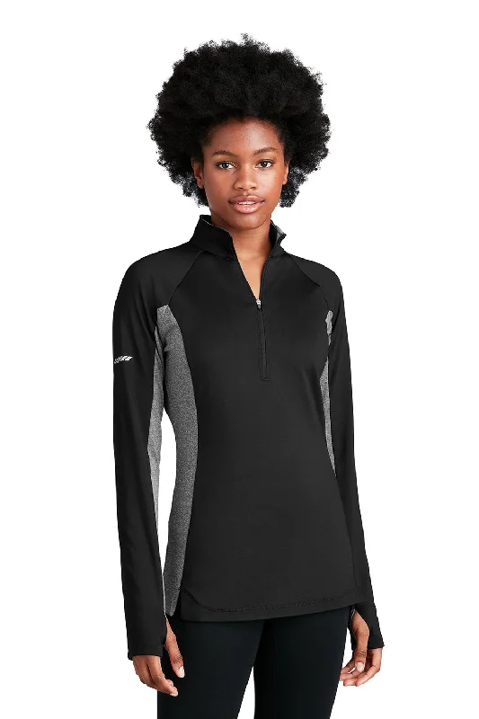 Sport-Tek Womens Sport-Wick Moisture Wicking 1/4 Zip Sweatshirt - Black/Heather Charcoal Grey Hoodie with Hood Adjustable Protection Sport-Tek Womens Sport-Wick Moisture Wicking 1/4 Zip Sweatshirt - Black/Heather Charcoal Grey Hoodie with Hood Adjustable Protection