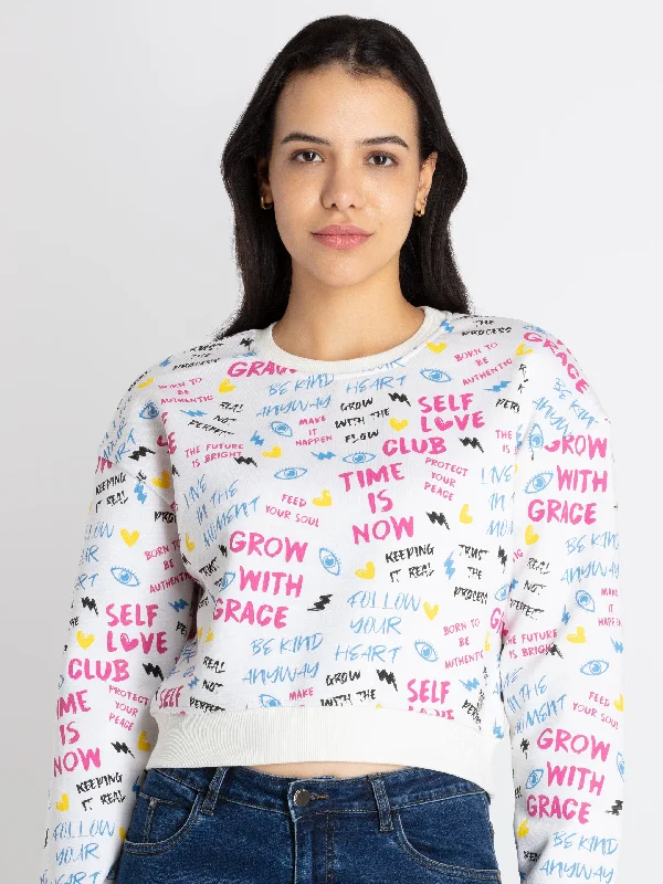 Womens All Over Printed Sweatshirt Hoodie with Back Slit Movement Comfort