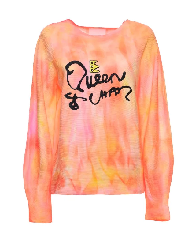 Sweatshirt for woman ONELAB Sunset 010 Orange Hoodie with Typography Text Message
