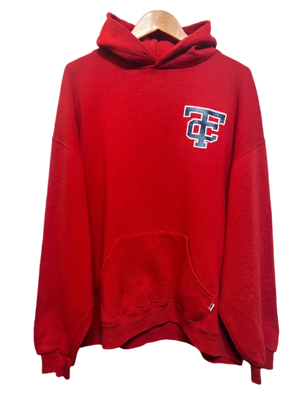 TC Mens Red Hoodie (Size L) Hoodie with Drop Shoulder Relaxed Streetwear