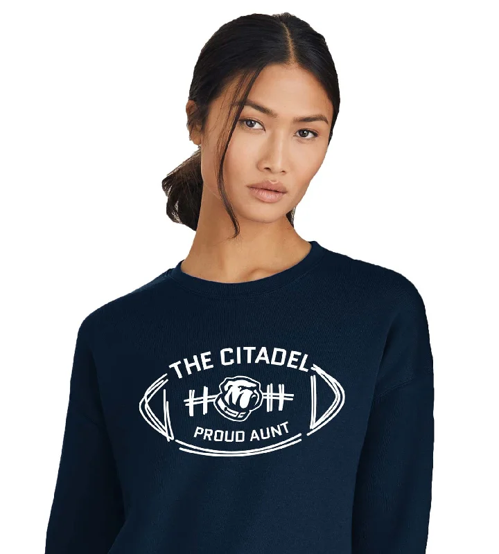 The Citadel Bulldog Proud Aunt Unisex Sponge Fleece Drop Shoulder Sweatshirt Hoodie with Hidden Zipper Minimalist Clean The Citadel Bulldog Proud Aunt Unisex Sponge Fleece Drop Shoulder Sweatshirt Hoodie with Hidden Zipper Minimalist Clean