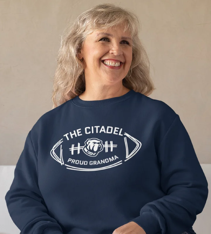 The Citadel Bulldog, Proud Grandma, Unisex Sponge Fleece Drop Shoulder Sweatshirt Hoodie with Camouflage Military Edgy The Citadel Bulldog, Proud Grandma, Unisex Sponge Fleece Drop Shoulder Sweatshirt Hoodie with Camouflage Military Edgy