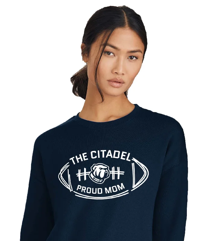 The Citadel Bulldog Proud Mom Unisex Sponge Fleece Drop Shoulder Sweatshirt Hoodie with Embroidery Detailed Premium The Citadel Bulldog Proud Mom Unisex Sponge Fleece Drop Shoulder Sweatshirt Hoodie with Embroidery Detailed Premium