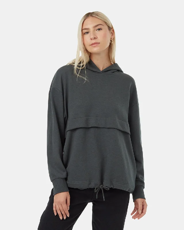 TreeTerry Seamed Hoodie Hoodie with Rolled Sleeves Casual Relaxed