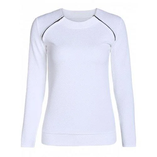 Stylish Scoop Neck Long Sleeve Zipper Design Women's Sweatshirt - White S Hoodie with Half-Zip Sporty Casual Stylish Scoop Neck Long Sleeve Zipper Design Women's Sweatshirt - White S Hoodie with Half-Zip Sporty Casual
