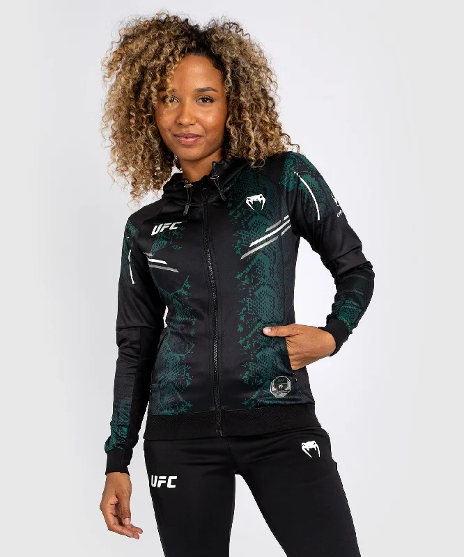 UFC Adrenaline by Venum Authentic Fight Night Women’s Walkout Hoodie - Emerald Edition - Green/Black Hoodie with Pastel Soft Subtle UFC Adrenaline by Venum Authentic Fight Night Women’s Walkout Hoodie - Emerald Edition - Green/Black Hoodie with Pastel Soft Subtle